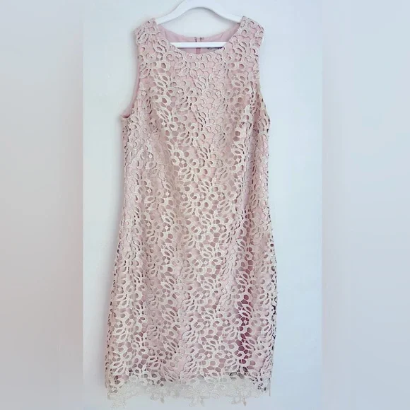 Eliza J | Dresses | Eliza J Womens Blush Dusty Pink Gold Lace Overlay  Sleeveless Shift Dress 4 | Poshmark